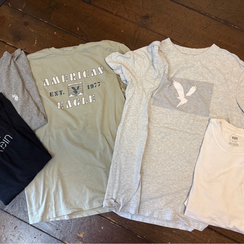 American Eagle Outfitters, Polo + Men’s T-Shirt Set - Gray, Black, White